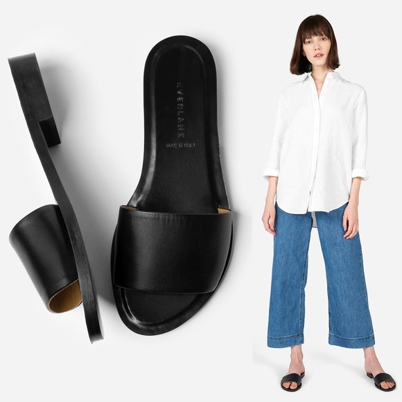 Everlane Shoes - 🚫SOLD🚫 Everlane black leather slide sandals